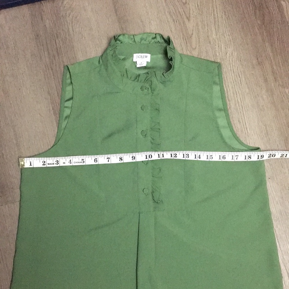 J. Crew Womens Green Sleeveless Ruffled Top (Size 6) - Picture 8 of 13